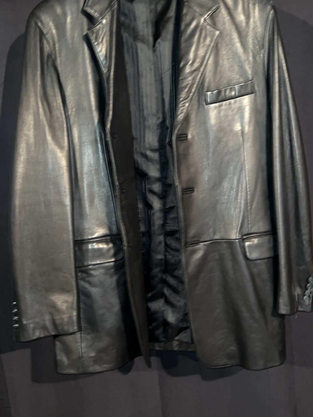vintage Ralph Lauren black lambskin leather blazer